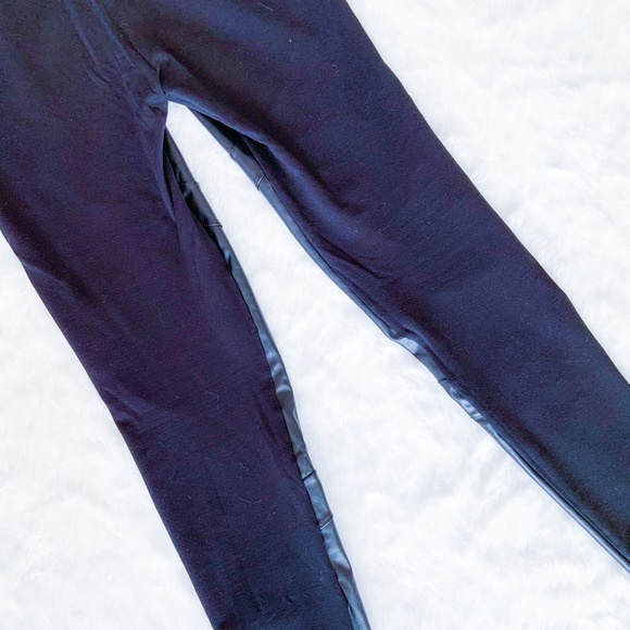 Pierre Mantoux | Faux Leather Leggings Stretch Sexy Lace Inset Black L Ponte - Picture 6 of 10